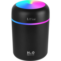 Personal Desktop Mini Humidifier with Colourful Cool Night Light Function, Automatic Shut-Off and Super Quiet for Car, Office, Bedroom (Black)
