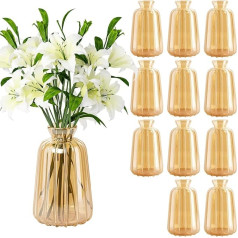 Ezvsevuo 12 Pieces Vase, Small Glass Vases for Table Decoration, Wedding, Vintage Style Decorative Vases Set, Mini Glass Vases for Table Decoration
