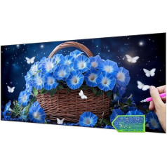 Diamond Painting Flower Basket Butterfly, 5D Diamant Painting Bilder Erwachsene Groß, Diamond Painting Set for Adults and Beginners, DIY Mosaic Making Craft Set for Home Wall Decoration 20x40 cm T-512