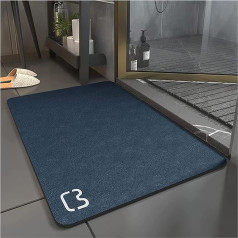 Absorbent Bath Mat, Non-Slip Bath Mat Made of Microfibre, Shower Mat, Non-Slip, Quick Drying, Rug for Living Room, Kitchen and Toilet (Navy, 60 x 90)