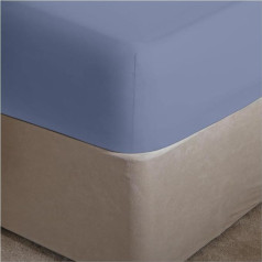 GC GAVENO CAVAILIA 180 Thread Count Easy Care Percale Fitted Sheet Extra Deep Luxury Soft Cosy Non Iron Thick Polycotton Flat Sheet Polycotton Blue Super King