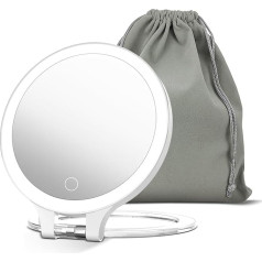 FASCINATE Rechargeable Makeup Mirror with Light, 3 Lighting Modes, 72 LEDs, Table Mirror, Wall Mirror with Amplification, 1/10X Magnification, Double Cosmetic Mirror for Bathroom