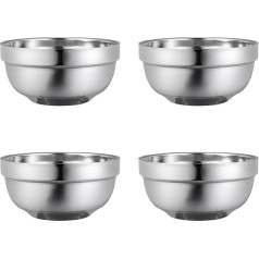 Cabilock 4pcs 14 cm Stainless Steel Bowls Double Layer Salad Insulated Shatterproof Bowl for Toddlers