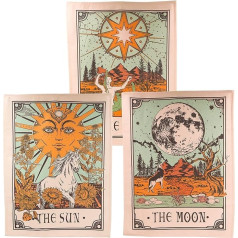 Tarot Tapestry Sun Moon and Star Tapestry Brown and Beige Wall Hanging Vertical Vintage Aesthetic Tapestry for Room with Steel Grommets Brown 15x20 Inch