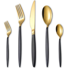 Homquen 24/30 Piece Cutlery Set Crockery Set Stainless Steel Cutlery Service Set Mirror Polished Dishwasher Safe (Set for 6 people)