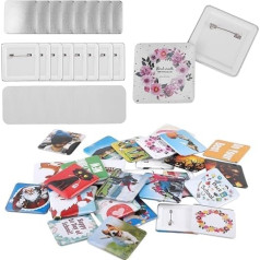 Buttonmaschine Square Button Maker Kit 50mm*50mm mit 100 Set Square Button Making Supplies, Square Photo Picture Badge Button, Geschenk-Button, Team Badge, für Kunsthandwerk und DIY-Projekte DOYFAY