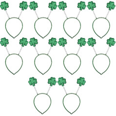 Bohue Pack of 10 St. Patricks Day Headband Clover Green Glitter Shamrock Party Headdress Irish Party Supplies Makeup Accessories Irish Fancy Dress Hair Accessories