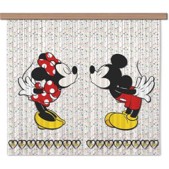AG Design Disney Mickey Mouse and Minnie Mouse Polyester Curtains for Children's Room, 180 x 160 cm, Curtains, 2 Pieces, FCSXL 4371