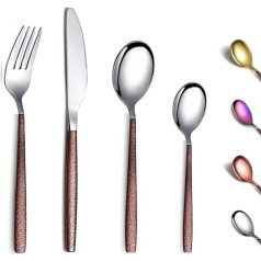 Berglander 30-piece Cutlery Set with Moon Surface Handle and Shiny Golden Titanium Coating, Modern Stainless Steel Cutlery Set, Set of Utensils, 6 Place Settings.