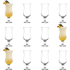 12 x Clear 460 ml Pina Colada Glasses – Large Hurricane Style Poco Grande Party Milkshake Drinking Barware – Dishwasher Safe