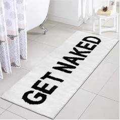 Zeeinx Get Naked Runner Cute Bathroom Rug Funny Bathroom Decor for Apartment White Bath Mat for Bathtub and Shower Machine Washable 18x47 Inch