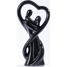 Stilvolle Skulptur «Herz-Paar», Paar Skulptur Keramik Home Desktop Ornament, Black Hugging Couple Statue, Paar Umarmungs Kuss Figuren, Hochzeitstag-Skulpturen für Frauen und Männer