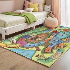 Arty Rugs Machine Washable Rug for Kids, Non-Slip Backing, Short Pile, Lint Free and Easy to Clean Rug for Kids Room, Playroom, Nursery Play Mat, 80 x 150 cm, Green &