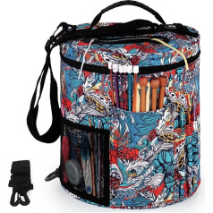 Aeelike Knitting Bag with Shoulder Strap, Portable Crochet Bag for Travel, Durable Oxford Fabric Craft Bag for Knitting, Storage Bag for Wool, Crochet Accessories, Knitting Needles Storage