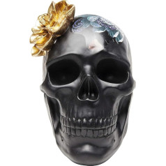 Kare Designer Decorative Object Flower Skull, Halloween Decoration, Accessory, Decorative Living Room Accessory, Decorative Figure, Black, 22.3 x 24 x 17.1 cm
