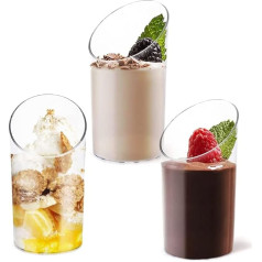 KAHEIGN Pack of 100 Mini Dessert Cups, Dessert Bowls, 75 ml Dessert Bowls, Plastic Round Dessert Cup, Clear Reusable Serving Bowl for Dessert Pudding Mousse (8.5 x 4.5 cm)