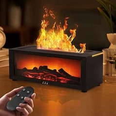Essential Oil Diffuser 3D Flame 150ml Fireplace Diffuser Humidifier with Timer, LED 7 Colors and Remote Control, Auto Shut-Off Protection, Home Aroma Diffuser