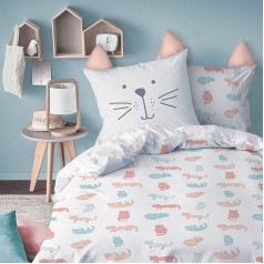 Matt&Rose Bed Linen + 1 Duvet Cover, Cotton, White, 135 x 200 + 80 x 80 cm