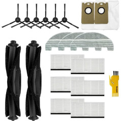 Replacement Accessory Kit for Proscenic M8 PRO Robot Vacuum Cleaner 19 Packs 2 Main Brushes & 6 Filters & 6 Side Brushes & 3 Wipes & 2 Dust Bags