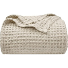 Ultra Soft Waffle Blanket King Size 220 x 240 cm Washed Lightweight Breathable Cozy Woven Blanket for Summer Ideal for Couch Bed Sofa Home Car Linen