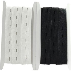 20 Meters Elastic Band with Eyelets Width 20mm (10m White + 10m Black) Elastic Band with Eyelets Elastic Sewing Tape Sewing Tape for Sewing (101332, 20mm, 20m)