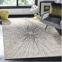 SAFAVIEH Traditional Rug Living Room Dining Room Bedroom - Evoke Collection, Short Pile, Silver and Ivory, 160 x 160 cm