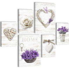 Novart Wall Picture Set Home Provence Lavender Viollet - No Extra Frame Required - Modern Decoration - Living Room Bedroom N003063a