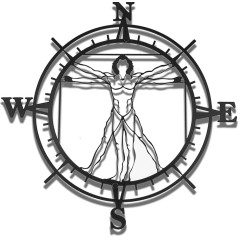 Decorizzly® Compass Metal Black Wind Rose Compass Rose in Nautical Style, 50 cm Modern 3D Wall Decoration, Sailing Marine Wanderlust, Geometric Wall Decoration (Compass Vinci)