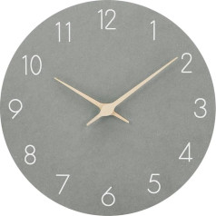 ACCSHINE Wall Clock Wooden Wall Clock Without Ticking Noises Silent Modern 30 cm Quartz Large Battery Operated Wall Clock Easy to Read for Room Home Kitchen Bedroom Office School (Grey + White)