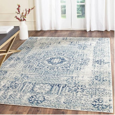 SAFAVIEH Evoke Collection Transition Rug for Living Room, Dining Room, Bedroom, Short Pile, Ivory and Blue, 91 x 152 cm