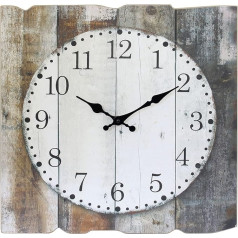 Stonebriar Square 15.75 Inch Rustic Farmhouse Worn Wood Arabic Number Battery Operated Wall Clock, Brown