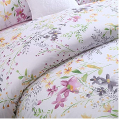Brandream 100% Soft & Luxurious Egyptian Cotton 800 Thread Count 3 Piece Duvet Cover Set White Pink Purple Floral Print King Size