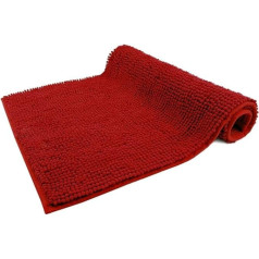 CATTANI TESSUTI Bath Mat 60 x 120 cm - 70 x 140 cm Non-Slip Soft Absorbent Non-Slip Mildew Resistant Chenille Modern Rug Machine Washable (70 x 140 cm, Red)