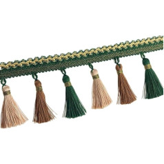 5m Fransenborte,3 Farben Quasten Fransenbesatz Fransenband,Spitzenband mit Hängende Quaste Fransen Borte Dekoborte Handarbeit Nähzubehör für Vorhang Tischdecke Heimdekoration,Grün