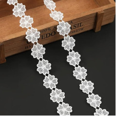 Anevous 10 Yards Besticktes Spitzen Spitzenband, Spitzenborte Blumen Ribbon, Spitzenbesatz Borte Dekoband, Zierborte Bänder zum Nähen, Spitzenstoff Bortenband Lace für DIY Handwerk Dekoration,Weiß F