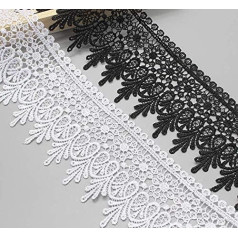 Yulakes 3 Yard 9 cm Cotton Lace Ribbon Vintage Crochet Ribbon Lace Border Crochet Lace Ribbon for Sewing Crafts (Black)