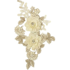 3D Flower Appliqué Embroidered Flower Lace Applique Decorative Fabric Flower Lace Patches Sewing Lace Fabric Appliques for DIY Brides Dress Prom Dresses Accessories