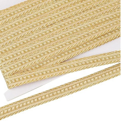 FINGERINSPIRE 11.4 m x 15 mm Light Gold Polyester Braid Trimming, Decorative Braid Tape for Sewing, Military Bullion Braid Trimming, for Home, Handmade, Clothing, Curtains, Decoration Accessories