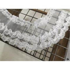 Vintage Lace Skirt Edge Chiffon Edge White Fabric Hem Pleated Ribbon for DIY Dress Bouquet Sewing Decor 9cm