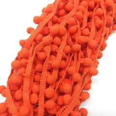 Yards Pom Poms Fransen Ball Trim Nähband Bestickte Spitze Quaste Applikation für Kleidung Bettwäsche Quilten Handwerk Accessoires-12 Orange,5Yards