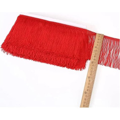GIJMZY Fransenbesatz Spitze 10 Yards Spitzenfransenquaste Spitzenbesatz 10 cm breiter Rock Handarbeit Dekorative Quasten Nähzubehör Besätze Basteln(Red)