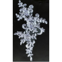 Lace Appliques Fabric Trim 25x12.5cm 4 Pcs 16 Colors to Choose for Wedding Dresses Lace Applique Accessories Embroidery Lace Applique Fabric Trim White 25x12