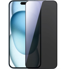 Rūdīts 2,5D putekļu necaurlaidīgs privātuma stikls ar melnu rāmi iPhone 15/16 tālruņiem