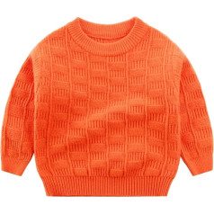 Sunfashion Baby Socken Schuhe Winter Lange Ärmel Einfarbig Stricken Pullover Warme Pullover Für Kinder Kleidung Boy Sweatshirt (Orange, 6-7 Years)