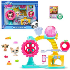 Bandai Littlest Pet Shop - Fun Factory Set - Play Set with 2 Animals, Decoration and Accessories - Cute Pet Toy Box Dog and Hamster - Children's Toy from 4 Years - BF00519