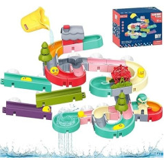 LATERN Pack of 62 Bath Toys for Children, Duck Slide, Bath Toy, Wall Rails, Shower Toy, Water Slides, Bathtub Toy with Suction Cups for 2 3 4 5 6 Years Old Toddlers Children