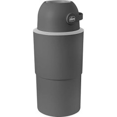 Chicco Nappy Bin XL Odour Control Compact and Space-Saving Nappy Disposal - Includes 15 Odour Off Bags, No Refill Needed, Use Normal Bags - Grey
