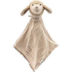 Sterntaler Cuddly Blanket L Sheep Flake - Baby Cuddly Blanket Made of Light Muslin - Baby and Children Cuddly Blanket Made of High-Quality Materials - Cuddly Toy for Home and On the go, Beige