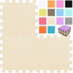 qqpp® 18 Puzzle EVA Foam Puzzle Mat, Puzzle Carpet, Children’s Crawling Mat, Play Mat, Baby Non-Toxic Sports Non-Slip Floor Protection Mat, Fitness Mat Beige, QQC-Jb18N