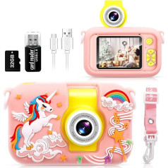 X101 Children's Camera for 3 4 5 6 7 8 9 10 11 12 Year Old Girls/Boys, Children's Camera with 180° Flip Lens & 2.4 Inch IPS Screen, Birthday Party Gift Toy for Girls/Boys, 32 GB